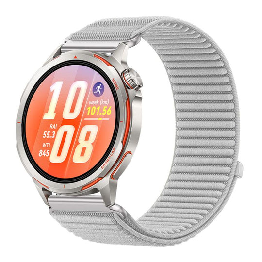 For Huawei Watch GT Runner 2 Woven Nylon Hook And Loop Fastener Metal Interface Watch Band(Gray)