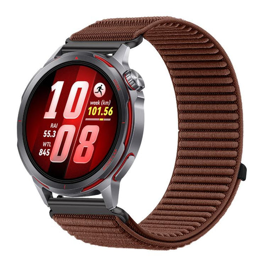 For Huawei Watch GT Runner 2 Woven Nylon Hook And Loop Fastener Metal Interface Watch Band(Terracotta)