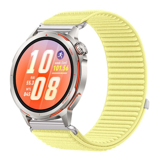 For Huawei Watch GT Runner 2 Woven Nylon Hook And Loop Fastener Metal Interface Watch Band(Neon Yellow)
