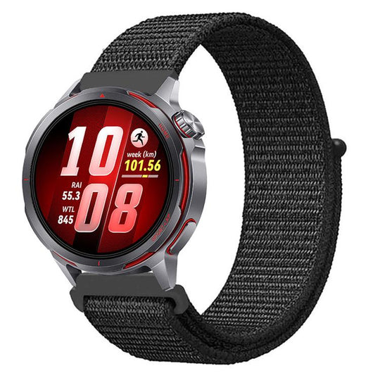 For Huawei Watch GT Runner 2 Nylon Loop Hook and Loop Fastener Watch Band(Black)