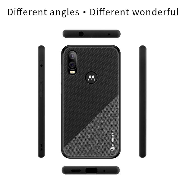 PINWUYO Hong Series Anti-fall TPU+ Chemical Fiber Cloth Protective Cover for Moto P40/One Vision(Brown) - Motorola Cases by PINWUYO | Online Shopping UK | buy2fix