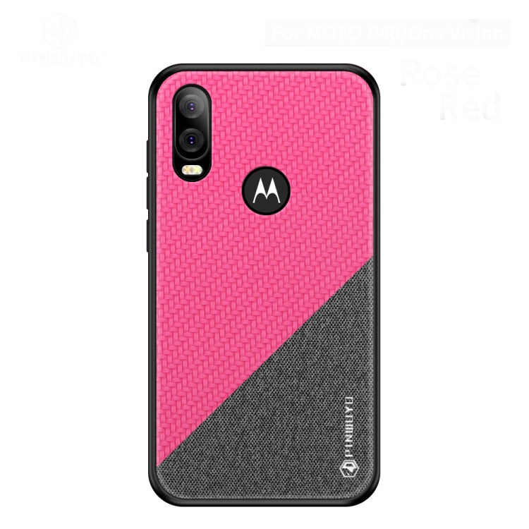 PINWUYO Hong Series Anti-fall TPU+ Chemical Fiber Cloth Protective Cover for Moto P40/One Vision(Red) - Motorola Cases by PINWUYO | Online Shopping UK | buy2fix