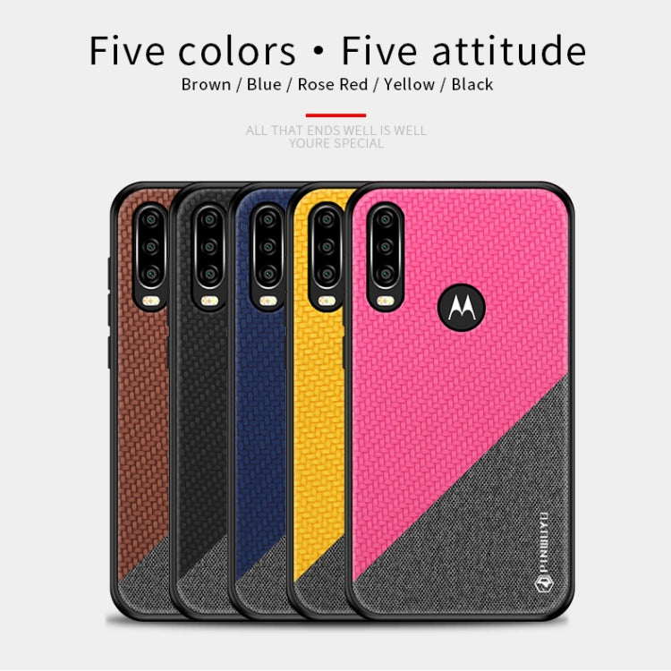 PINWUYO Hong Series Anti-fall TPU+ Chemical Fiber Cloth Protective Cover for Moto P40 power(Brown) - Motorola Cases by PINWUYO | Online Shopping UK | buy2fix