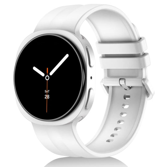 For Galaxy Watch9 / 8 / 8 Classic Solid Color Vertical Striped Silicone Watch Band Size: L(White)