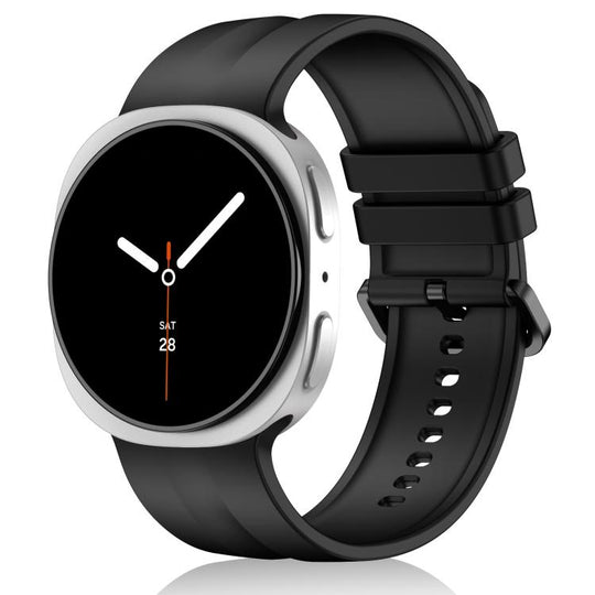 For Galaxy Watch9 / 8 / 8 Classic Solid Color Vertical Striped Silicone Watch Band Size: S(Black)