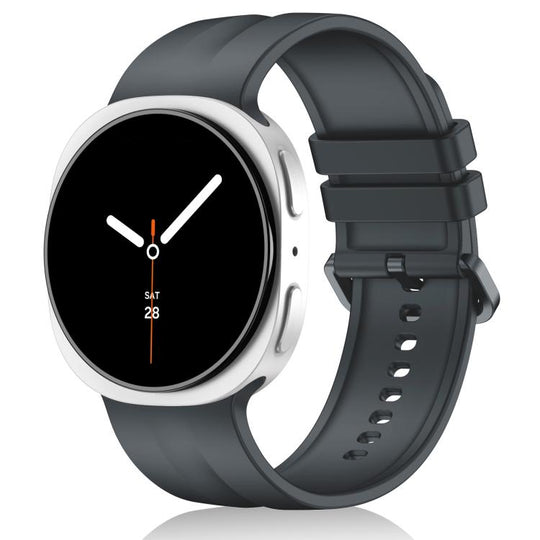 For Galaxy Watch9 / 8 / 8 Classic Solid Color Vertical Striped Silicone Watch Band Size: S(Dark Gray)