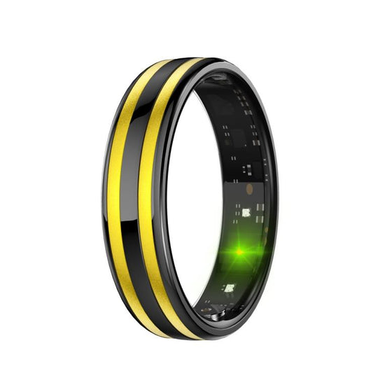 HR02 SIZE 11 Smart Ring, Supports Health Monitoring / Female Menstrual Cycle / Gesture Control(Black Gold)