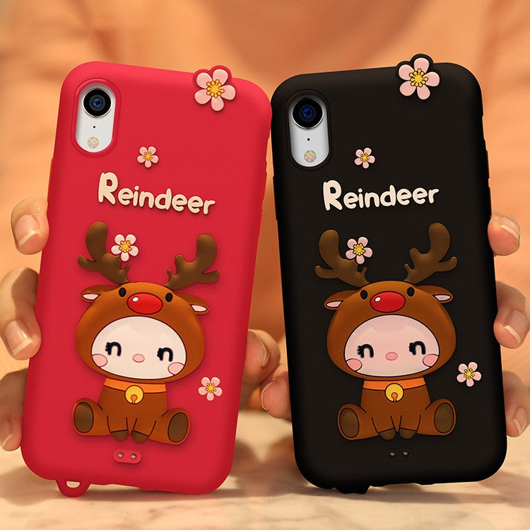 For iPhone XR Lovely Reindeer Full Package Anti Falling Silicone Sleeve(Black) - More iPhone Cases by buy2fix | Online Shopping UK | buy2fix