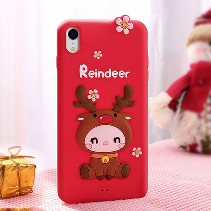 For iPhone XR Lovely Reindeer Full Package Anti Falling Silicone Sleeve(Black) - More iPhone Cases by buy2fix | Online Shopping UK | buy2fix