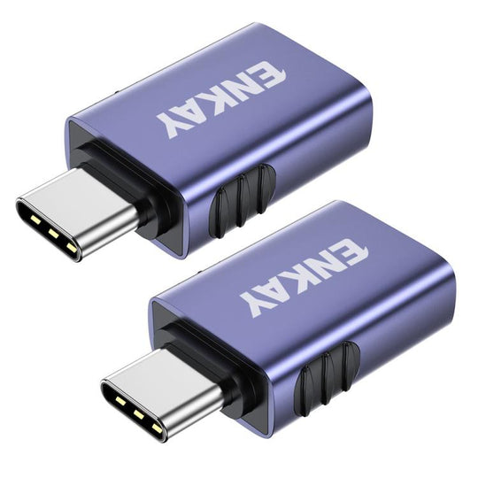 2 Pcs ENKAY ENK-AT130 10Gbps Female USB 3.2 A to Male Type-C Data Adapter Aluminium Alloy Converter(Purple)