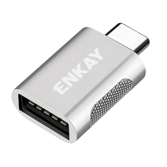 ENKAY ENK-AT131 10Gbps Female USB 3.2 A to Male USB C Data Adapter Zinc Alloy Converter(Silver)