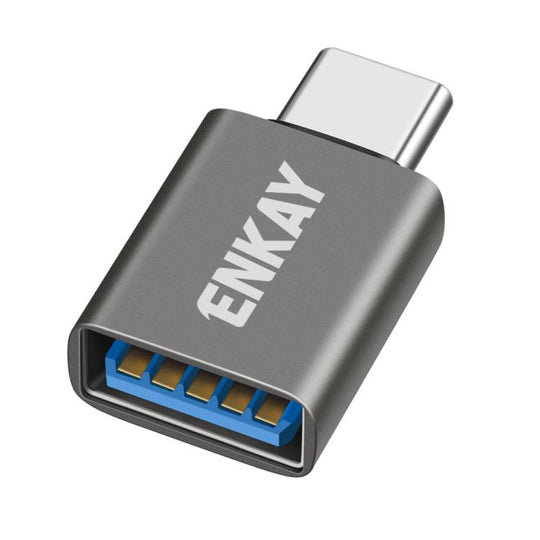ENKAY ENK-AT134 10Gbps Female USB 3.2 A to Male USB C Data Adapter Aluminum Alloy Converter(Gunmetal Color)