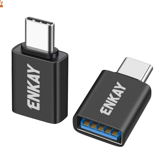 2 Pcs ENKAY ENK-AT134 10Gbps Female USB 3.2 A to Male USB C Data Adapter Aluminum Alloy Converter(Black)