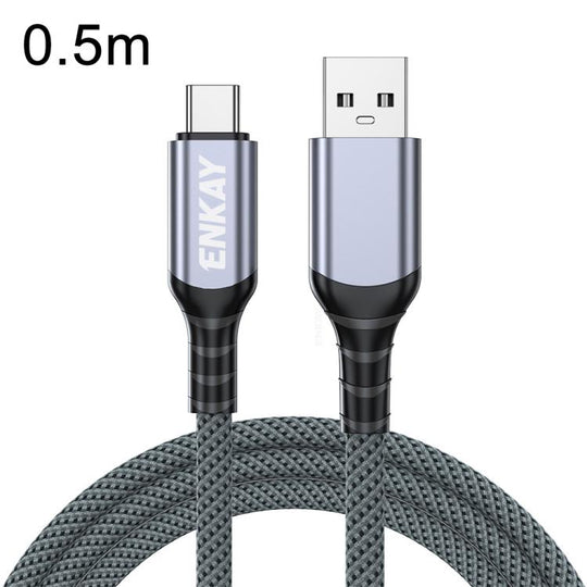 ENKAY ENK-CB188 USB 3.2 to Type-C 60W Fast Charging Cable 10Gbps Super Speed Data Transfer, Length:0.5m