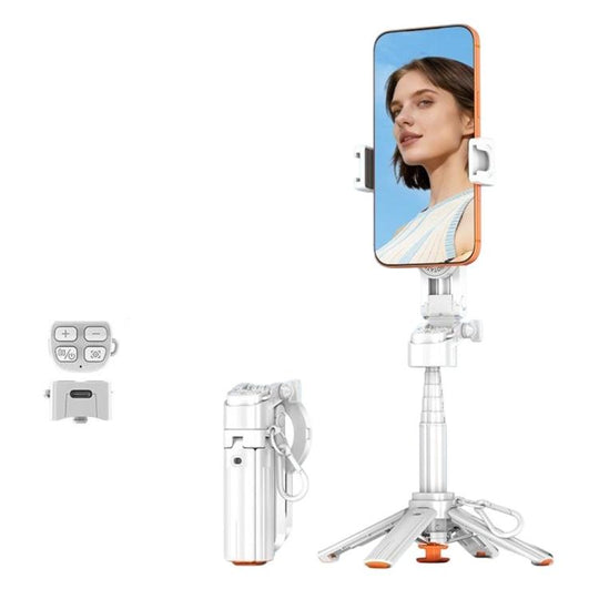 T13Y-C Bluetooth Remote Magnetic Phone Holder Auto Pop-Up Tripod Extendable Selfie Stick(White)