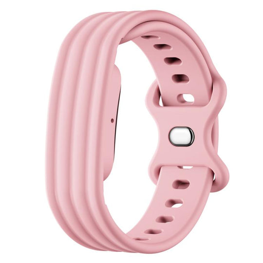 For Google Fitbit Air Solid Color Butterfly Buckle Silicone Watch Band Size: S(Grapefruit)