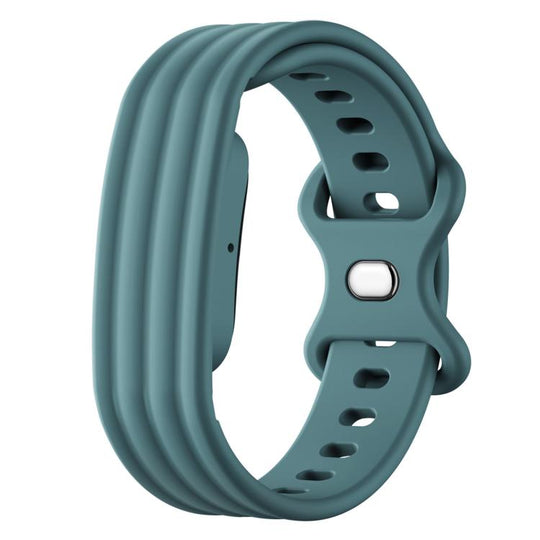 For Google Fitbit Air Solid Color Butterfly Buckle Silicone Watch Band Size: S(Pine Green)