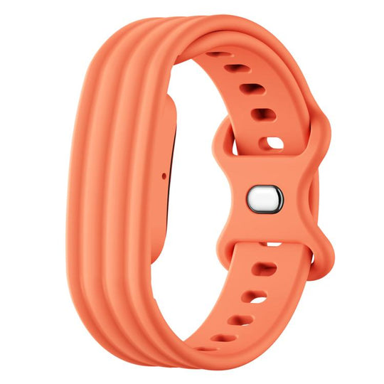 For Google Fitbit Air Solid Color Butterfly Buckle Silicone Watch Band Size: L(Bright Orange)