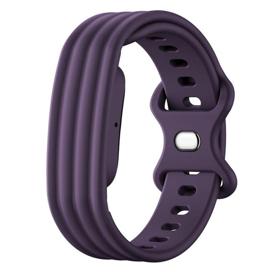 For Google Fitbit Air Solid Color Butterfly Buckle Silicone Watch Band Size: L(Plum)