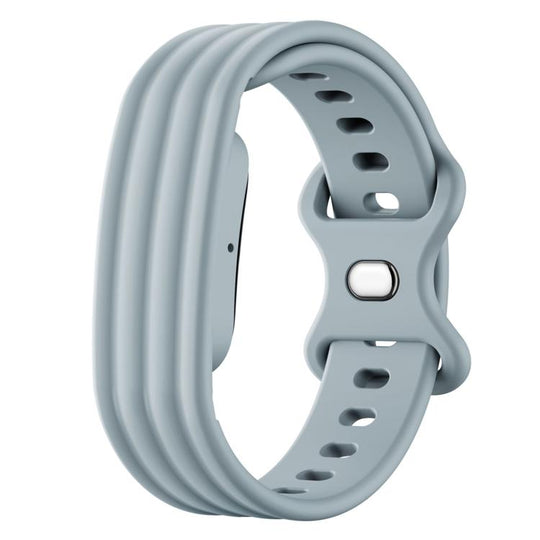 For Google Fitbit Air Solid Color Butterfly Buckle Silicone Watch Band Size: L(Light Gray)