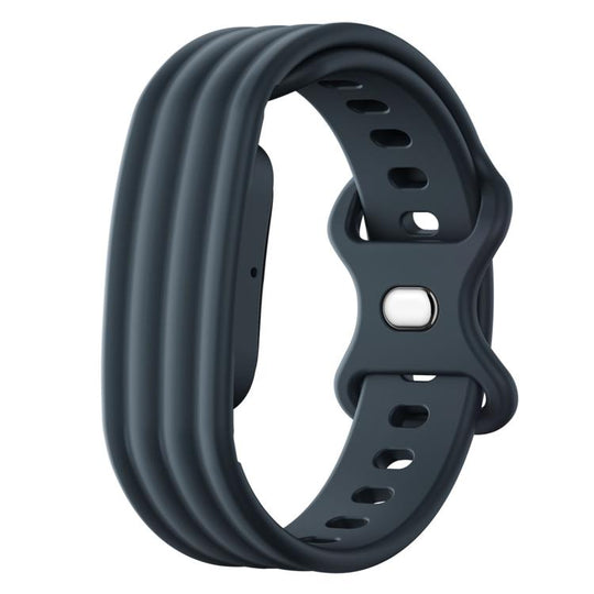 For Google Fitbit Air Solid Color Butterfly Buckle Silicone Watch Band Size: L(Midnight)