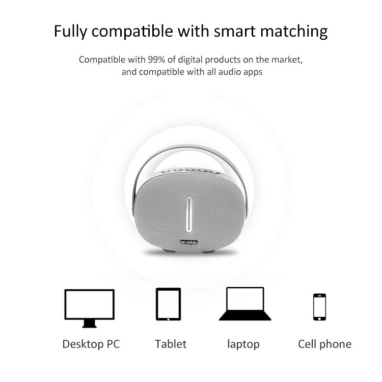 W-KING T8 HIFI Speaker 30W High Power Portable Bluetooth Speaker Wireless with FM Radio for Mobile Bluetooth Speaker(Silver grey) - Desktop Speaker by W-KING | Online Shopping UK | buy2fix