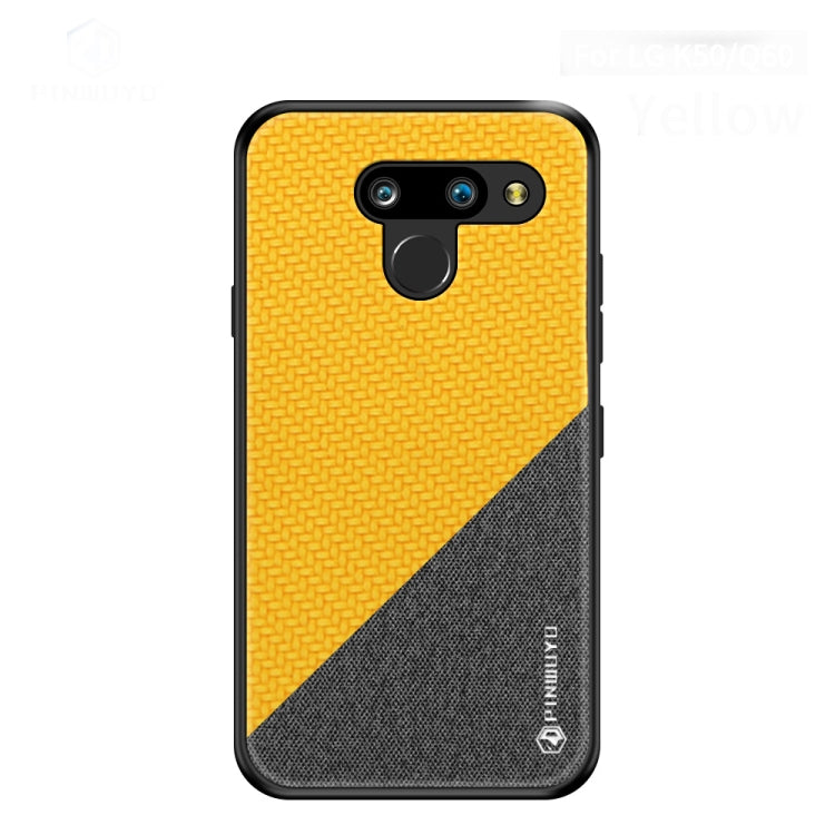 PINWUYO Hong Series Anti-fall TPU+ Chemical Fiber Cloth Protective Cover for LG K50 / Q60(Yellow) - LG by PINWUYO | Online Shopping UK | buy2fix