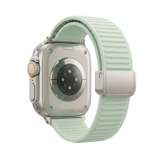For Apple Watch 42mm / 41mm / 40mm / 38mm Mountain Pattern Loop Magnetic Buckle Silicone Watch Band(Light Mint)