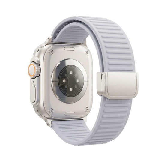 For Apple Watch 42mm / 41mm / 40mm / 38mm Mountain Pattern Loop Magnetic Buckle Silicone Watch Band(Gray)