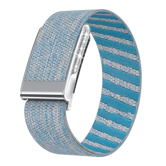 For WHOOP 5.0 Electrocardiogram Single-Row Diamond Elastic Nylon Watch Band(Blue)
