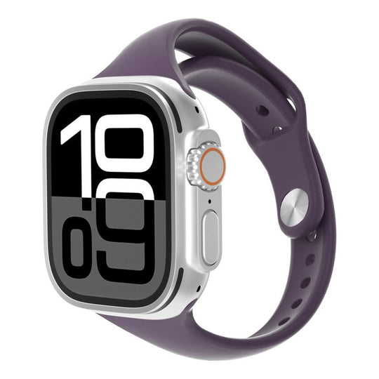 For Apple Watch 46mm / 49mm / 45mm / 44mm Angled Connector Slim Reverse Buckle Silicone Watch Band(Plum)