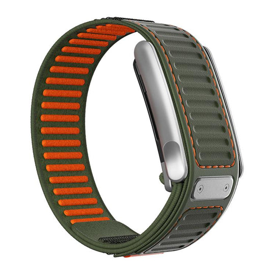 For WHOOP 5.0 Electrocardiogram Quick Dry Two Color Nylon Hybrid Silicone Watch Watch Band(Army Green Orange)