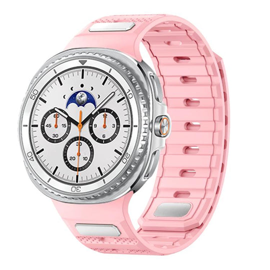 For Galaxy Watch9/8/9 Classic/8 Classic Dot Pattern Magnetic Solid Color Silicone Watch Band(Grapefruit Color)