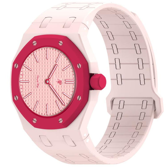 For Swatch Royal Pop Integrated Three O Clock Side Magnetic Silicone Watch Band(Sand Pink)