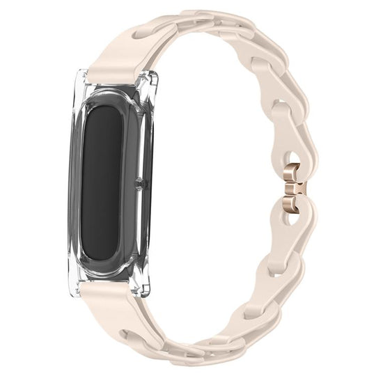 For Google Fitbit Air Transparent PC Case Hybrid Stylish Hollow Silicone Bracelet Watch Band(Starlight)