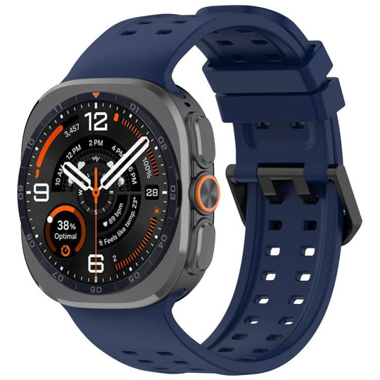 For Galaxy Watch Ultra2 2026 / 2025 / 1 2024 Double-Row Pin Buckle Silicone Watch Band(Dark Blue)