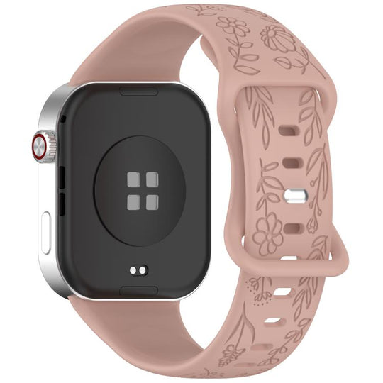 For Xiaomi Band  10 Pro / Redmi Watch 6 / 5 Sunflower Pattern Butterfly Buckle Silicone Watch Band(Sand Pink)