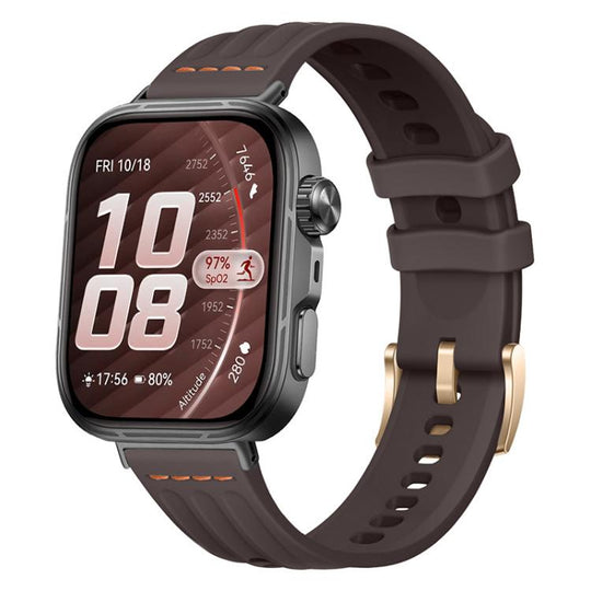 For Huawei Watch Fit 5 / Fit 5 Pro / Fit 4 One Line Triple Loop Design Solid Color Silicone Watch Band(Mocha Brown)