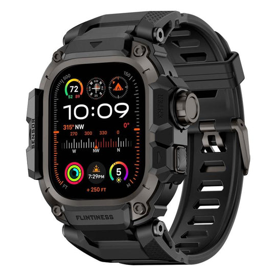 For Apple Watch Ultra3 / Ultra2 / Ultra 49mm Metal Connector Case Integrated TPU Watch Band(Black)