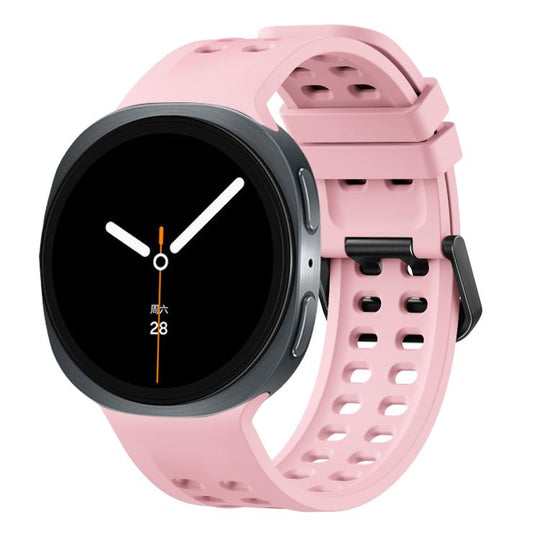 For Galaxy Watch9 / 8 / 8 Classic Double-Row Pin Buckle Solid Color Silicone Watch Band(Pink)