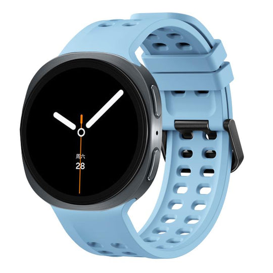 For Galaxy Watch9 / 8 / 8 Classic Double-Row Pin Buckle Solid Color Silicone Watch Band(Blue)