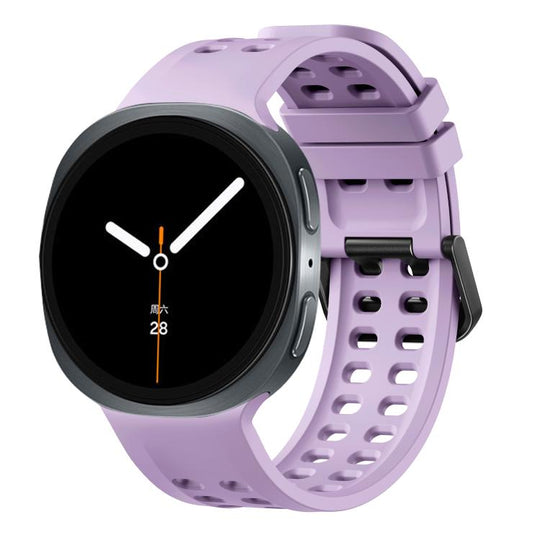 For Galaxy Watch9 / 8 / 8 Classic Double-Row Pin Buckle Solid Color Silicone Watch Band(Purple)