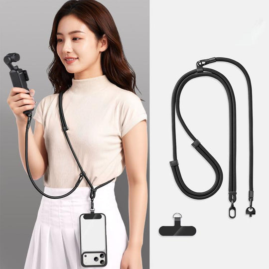 For DJI Osmo Pocket 4 / 3 Adjustable Long And Short Anti-Loss 3-in-1 Crossbody Camera Strap(Black)