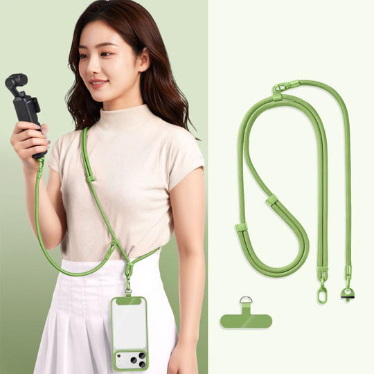 For DJI Osmo Pocket 4 / 3 Adjustable Long And Short Anti-Loss 3-in-1 Crossbody Camera Strap(Matcha Green)