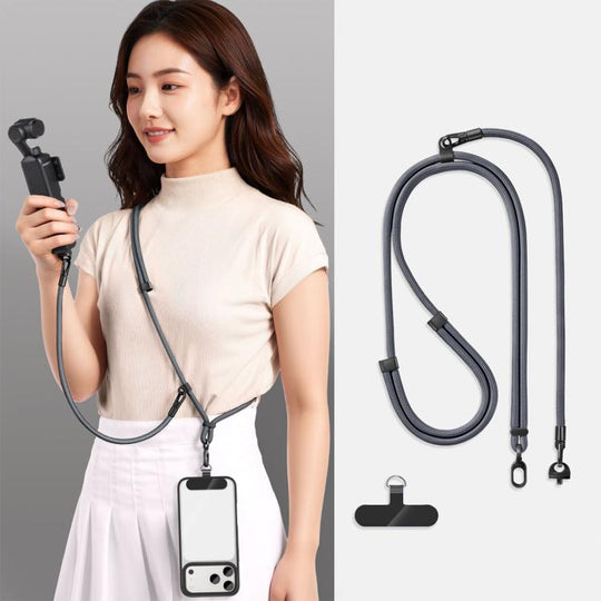 For DJI Osmo Pocket 4 / 3 Adjustable Long And Short Anti-Loss 3-in-1 Crossbody Camera Strap(Deep Space Gray)