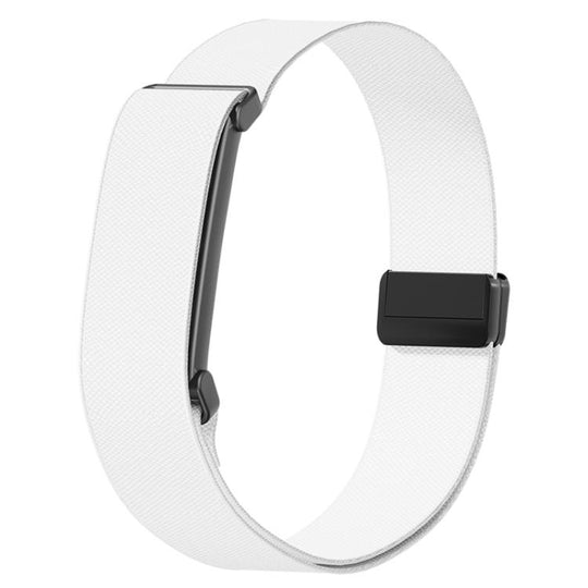 For Google Fitbit Air Metal Frame Magnetic Clasp Nylon Elastic Arm Band(White)