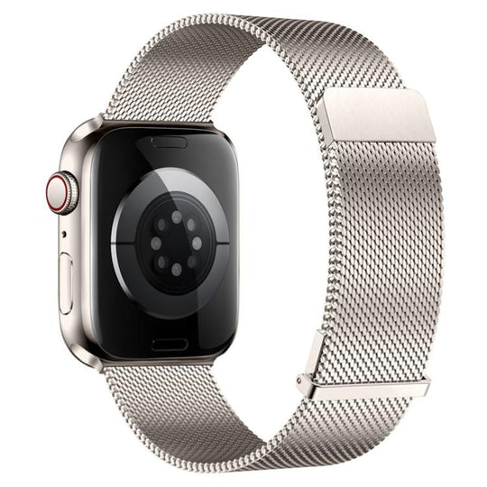 For Apple Watch 46mm / 49mm / 45mm / 44mm Plain Two-Section Dual Magnetic Milanese Metal Watch Band(Starlight)