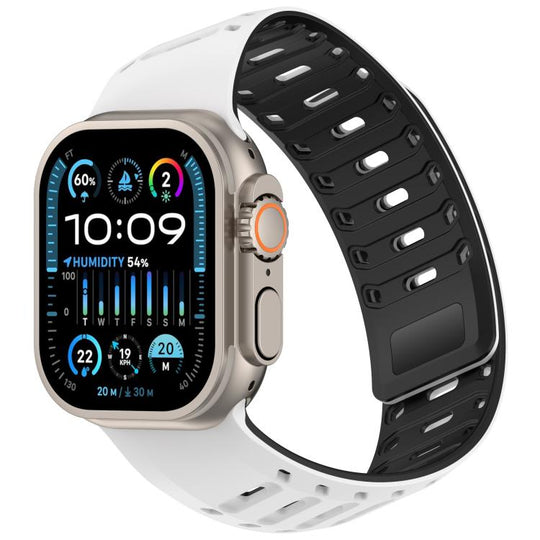 For Apple Watch 46mm / 49mm / 45mm / 44mm Angled Design Pangolin Texture Silicone Watch Band(White Black)