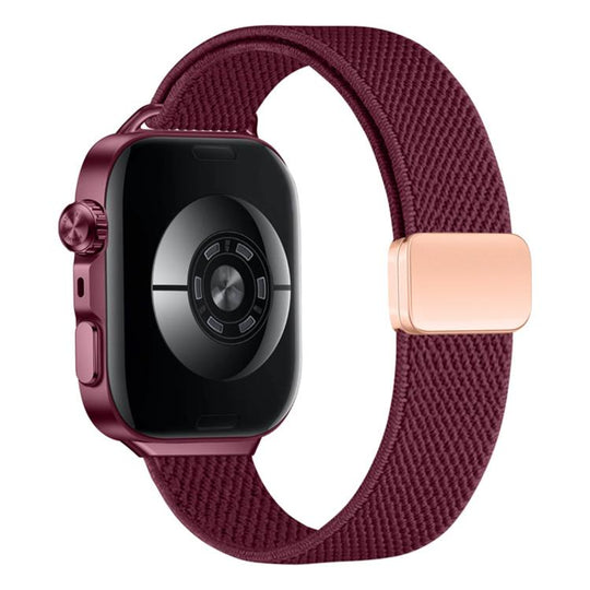 For Huawei Watch Fit5 / Fit5 Pro / Fit4 Slim Magnetic Buckle Elastic Nylon Watch Band(Wine Red)