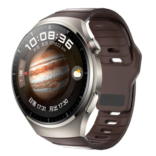 For Huawei Watch 4 Pro Dedicated Connector Armor-Style Reverse Buckle Silicone Watch Band(Brown)